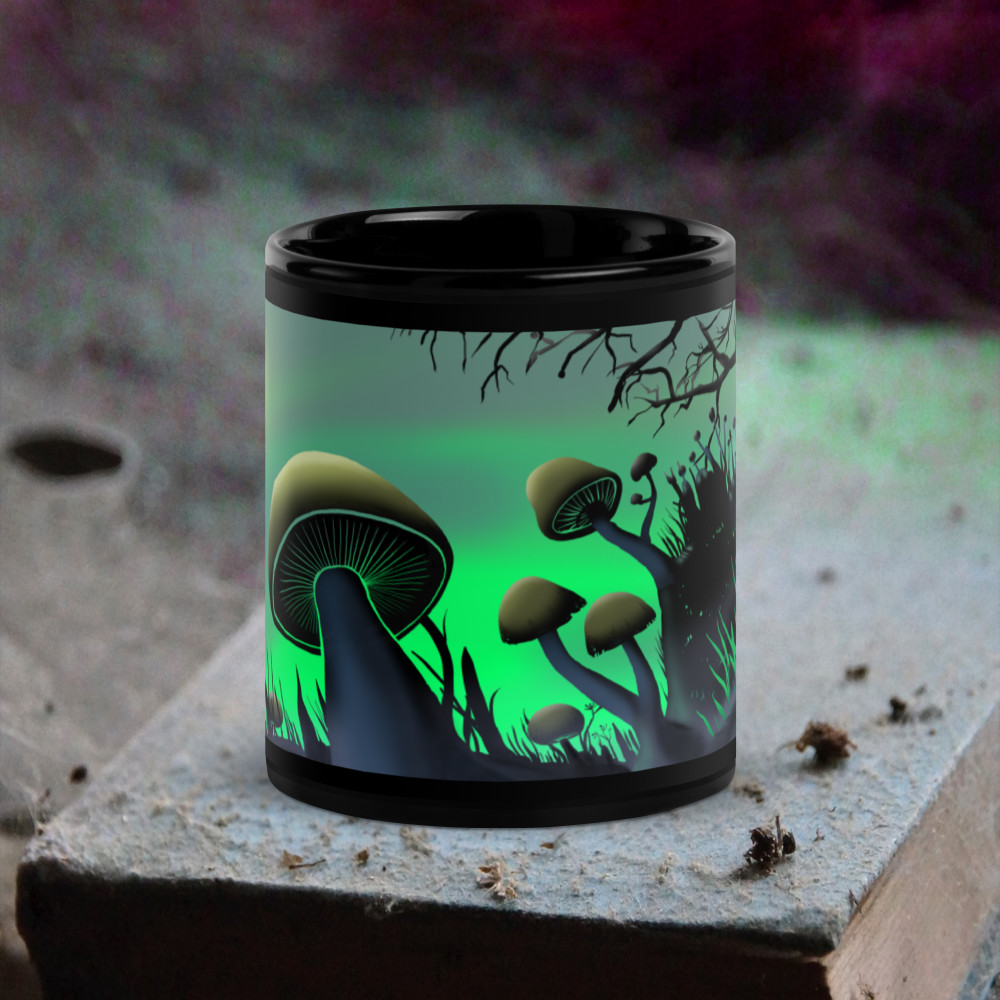 Dark Mushroom Mug by Happy Ghost Productions
